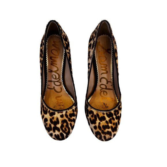 Sam Edelman Leopard Print Leather Block Heel Pumps Size 7.5 - Picture 5 of 10